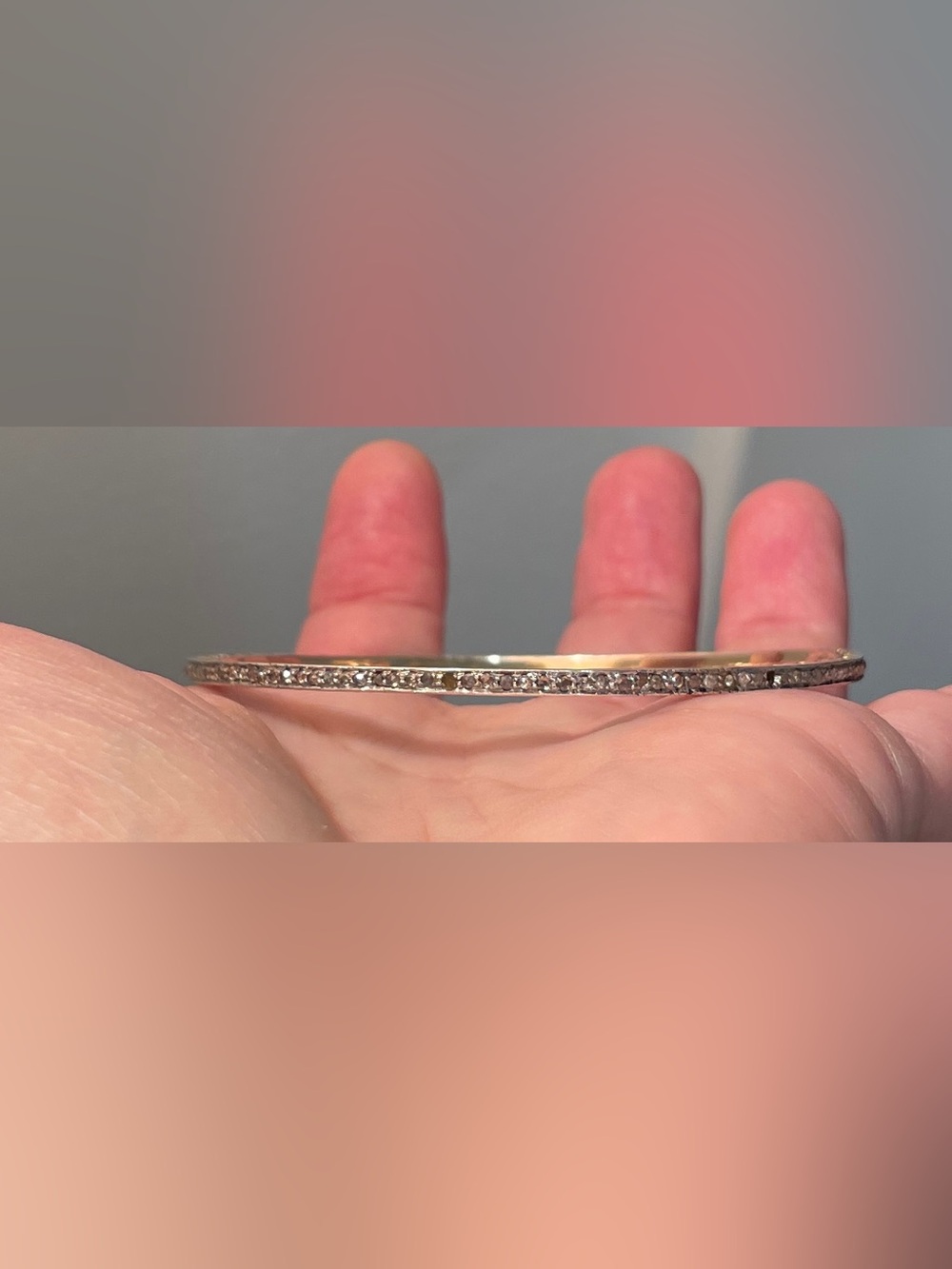 Vintage White Gold Natural Diamond Bangle - Picture 4 of 16